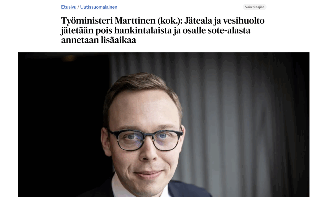 ESS: Jäteala pois hankintalaista