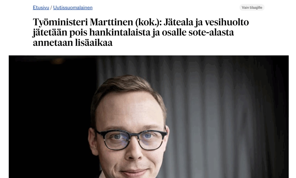 KSM: Jäteala pois hankintalaista