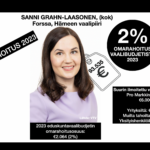 Vaalirahoitusanalyysi: Sanni Grahn-Laasosen omarahoitusosuus on 2 prosenttia